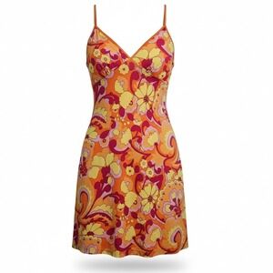 Victoria's Secret Slip Chemise Dress M Y2K 2004 Psychedelic Floral Modal Stretch